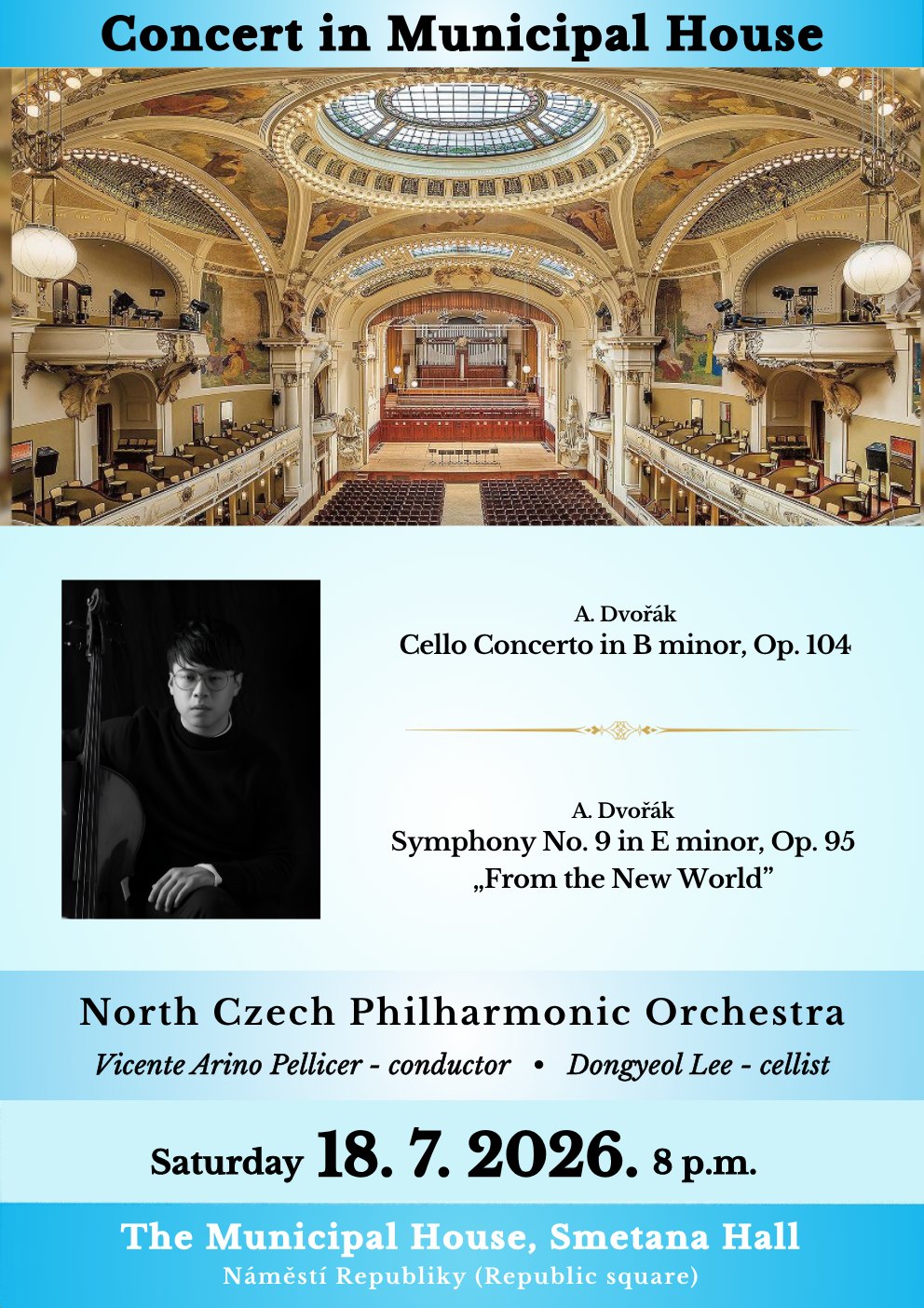 Concert poster — Dvořák at Smetana Hall, Prague