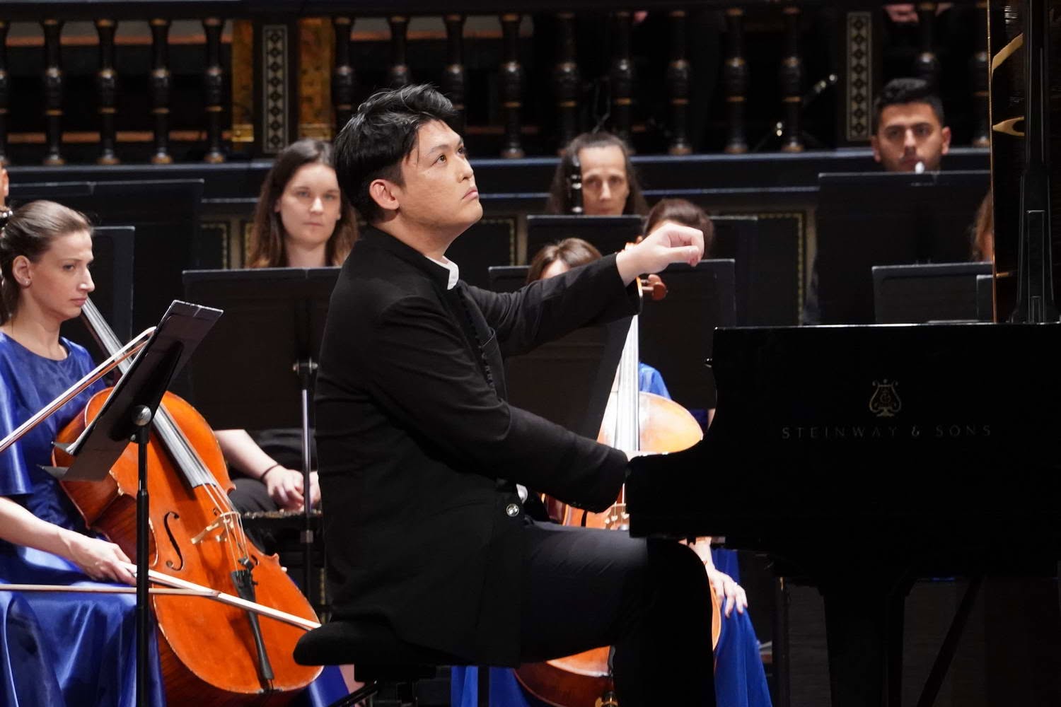 Pianist Yan Fang at the Steinway during Liszt's Piano Concerto No. 1